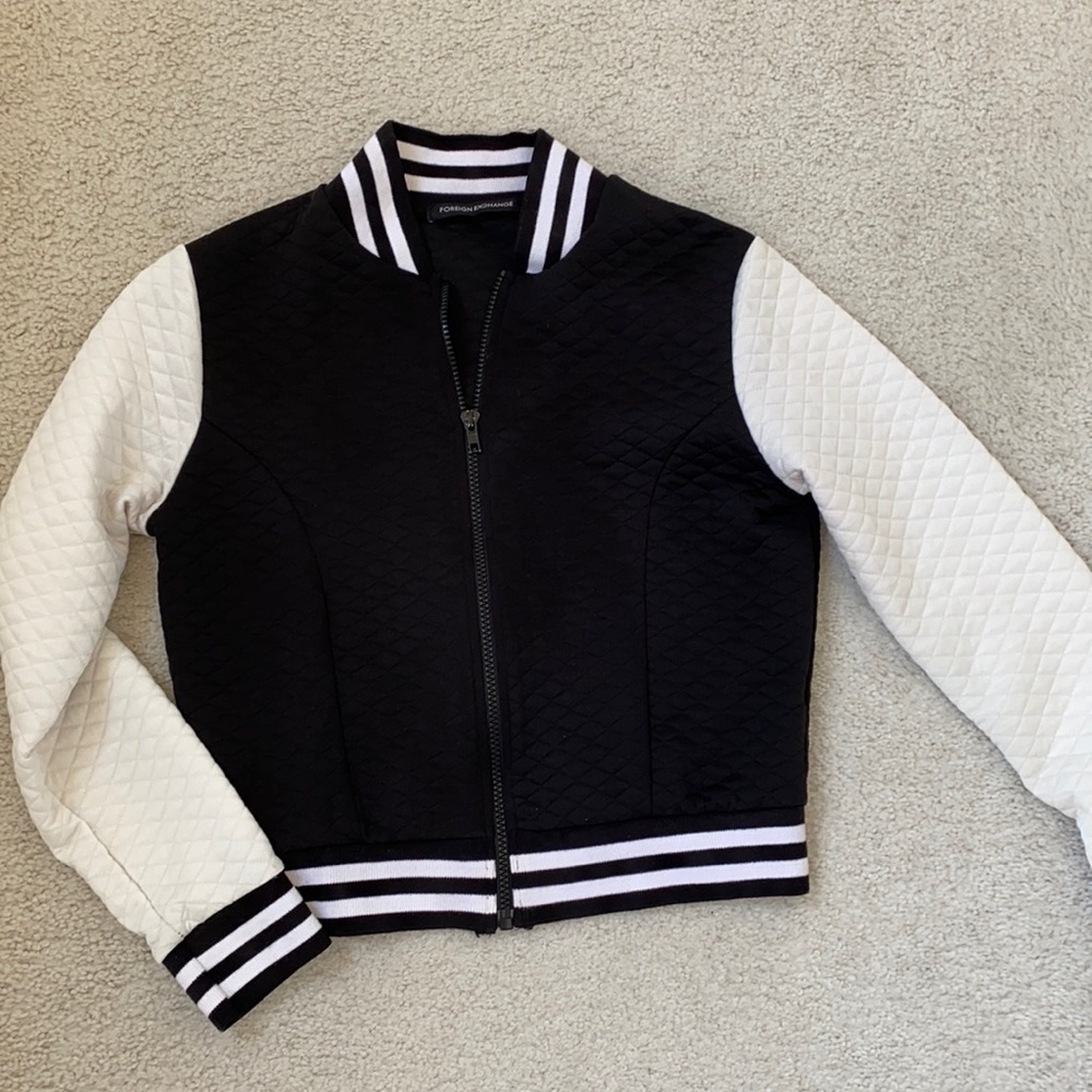Foreign Exchange Black and White Quilted Jacket
